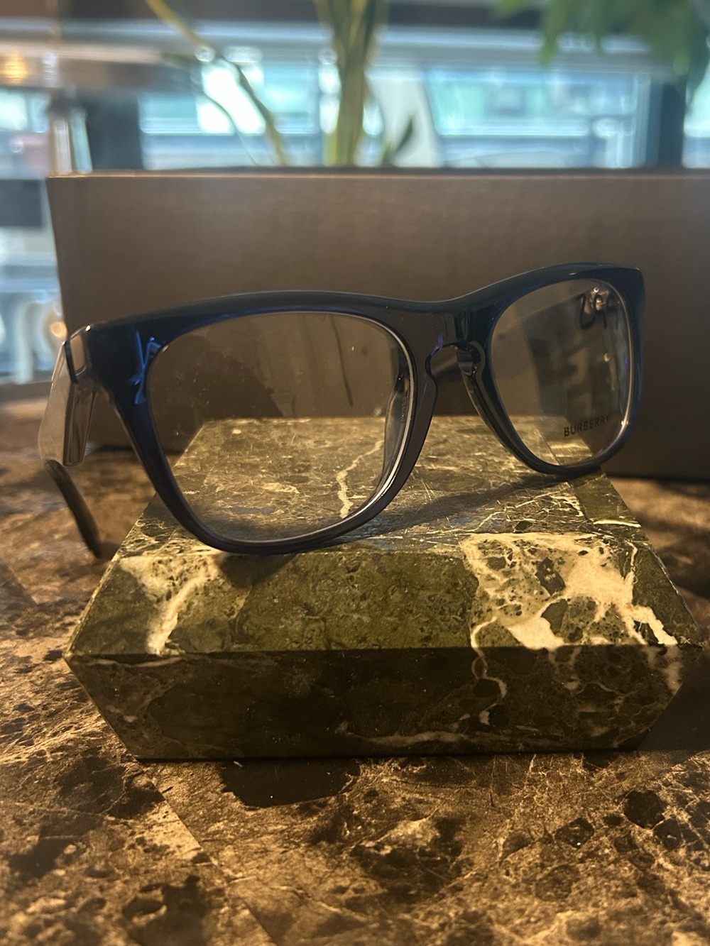 Burberry Navy Transparent Square Sunglasses